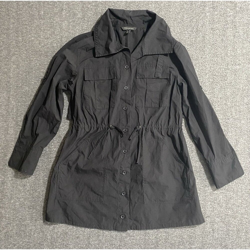 Banana republic linen blend long sleeve utility romper Black Size S